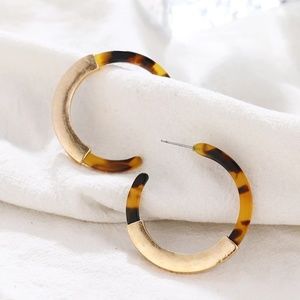 Leopard Print Lucite Hoops with Gold Embellish